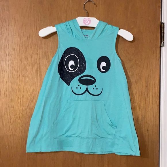 •DELIA*S GIRLS• puppy face and hood blouse tank top in size Small(7-8) - Picture 6 of 6